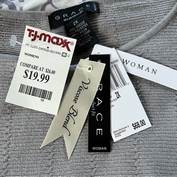 Women's Grey Knit Sweater (Plus) 2XL by Grace - Picture 4 of 5